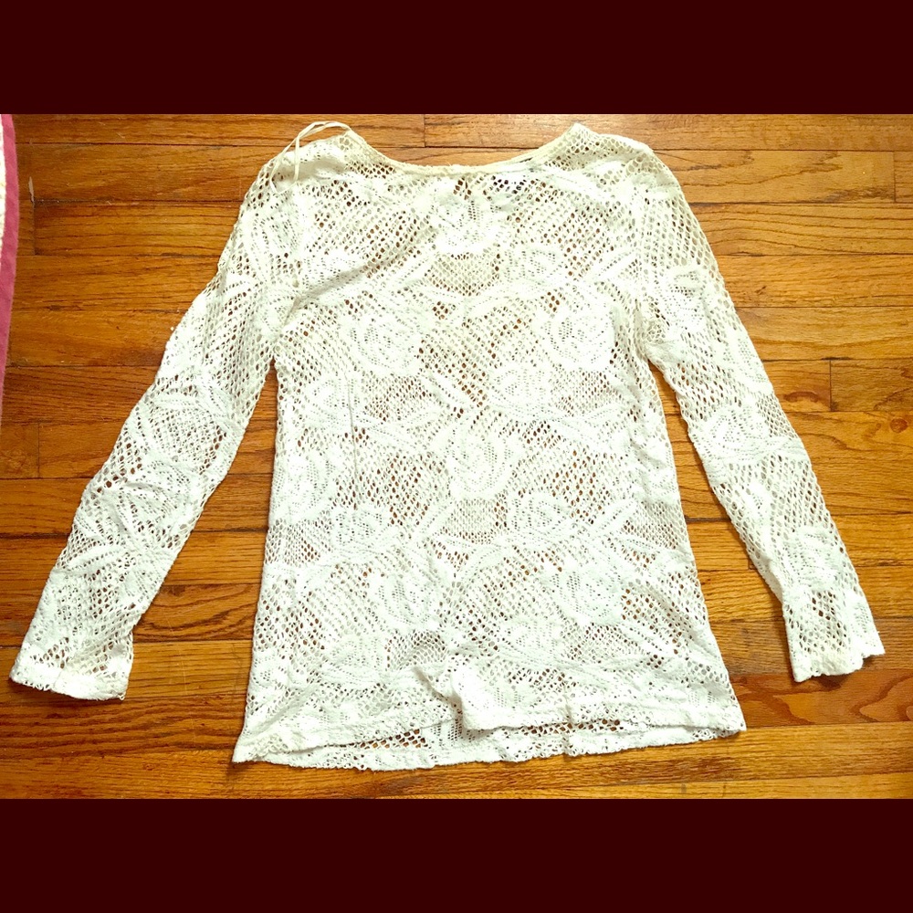 Knit lace white top